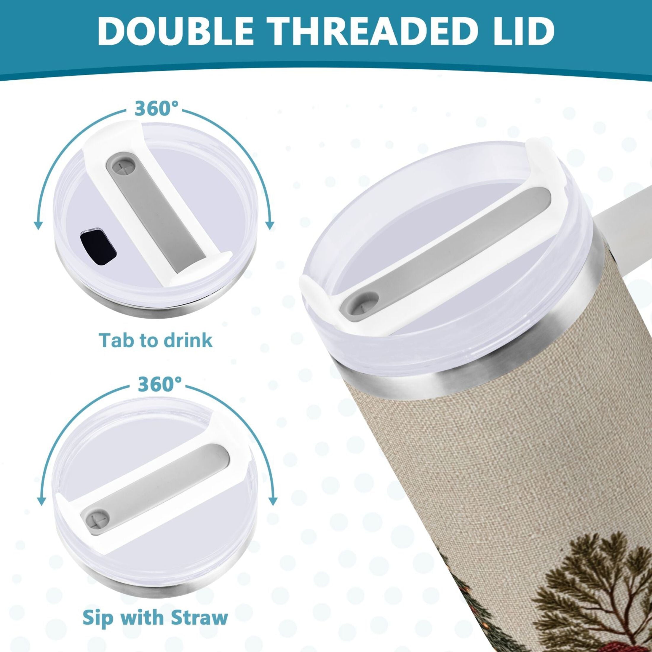 30 oz Insulated Stainless Steel Tumbler Double Wall Stainless Steel Tumbler with 2-Way Drinking Snowmen and Deer in The Forest NVMR