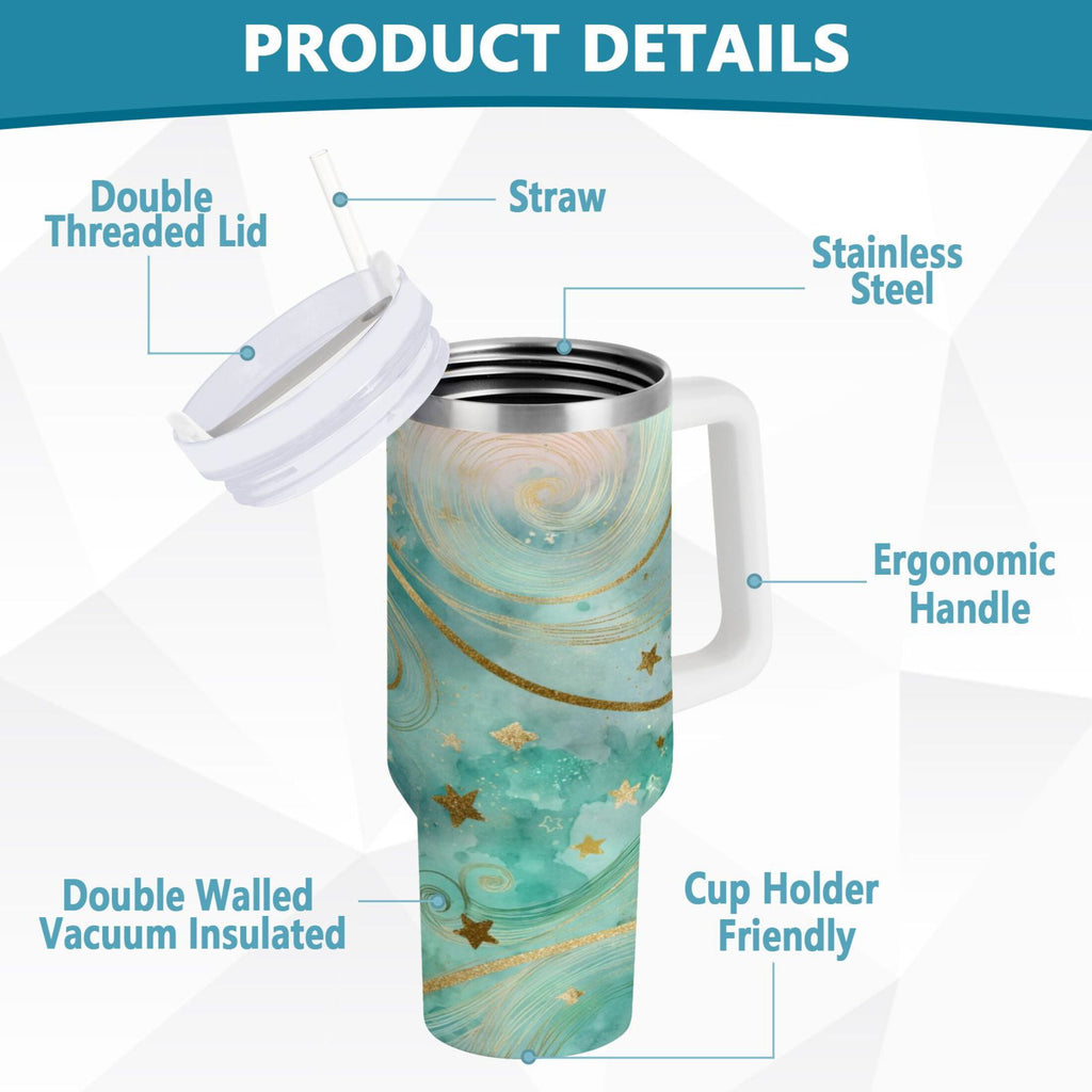 30 oz Insulated Stainless Steel Tumbler Double Wall Stainless Steel Tumbler with 2-Way Drinking Beautiful Swirling Lines 52MI