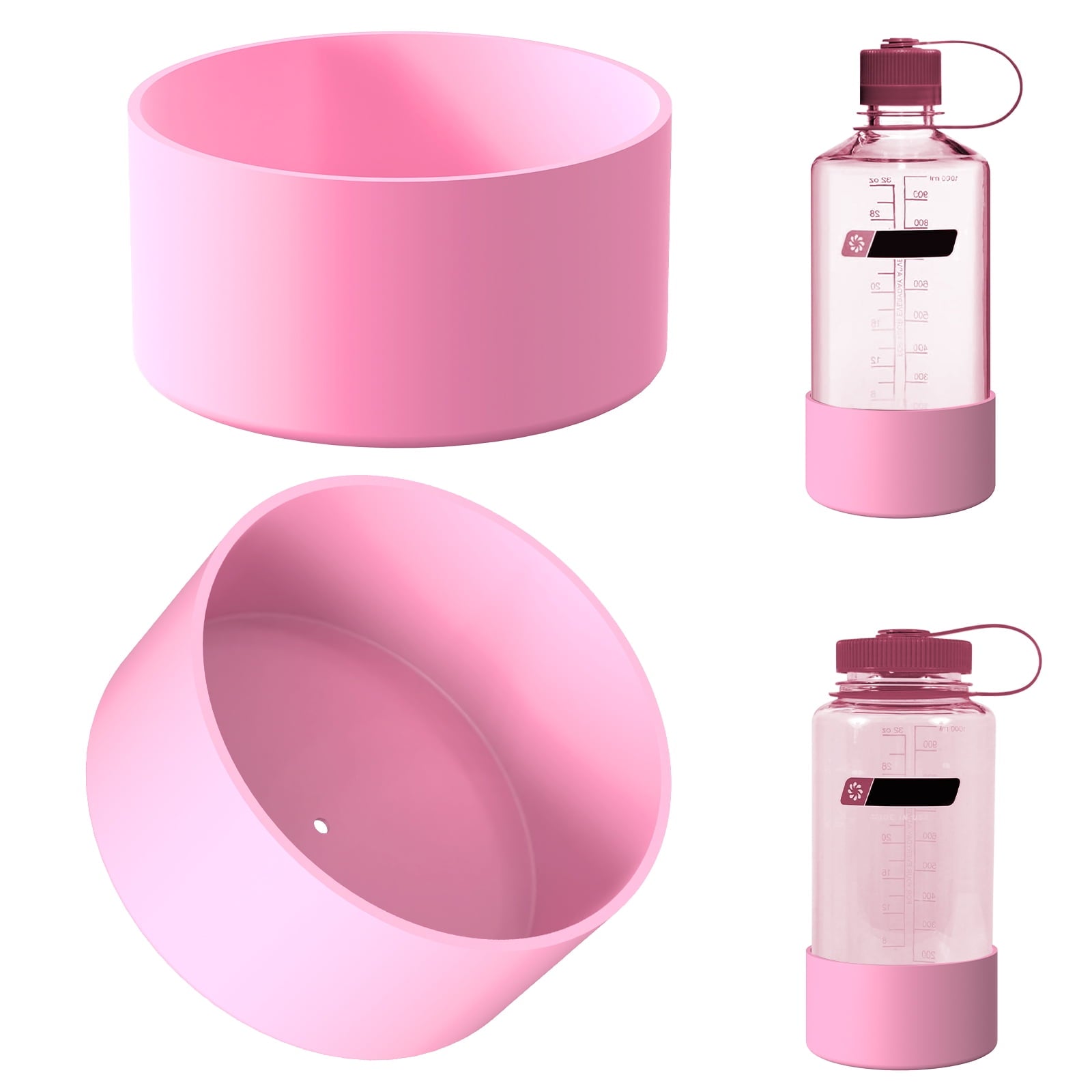 Linkidea 2 Pack Water Bottle Boot Compatible with Nalgene Sustain Wide Mouth 32oz/48oz, Narrow Mouth 32oz, Silicone Anti-Slip Bottle Bottom Bumper Protector (Light Pink) SLLA