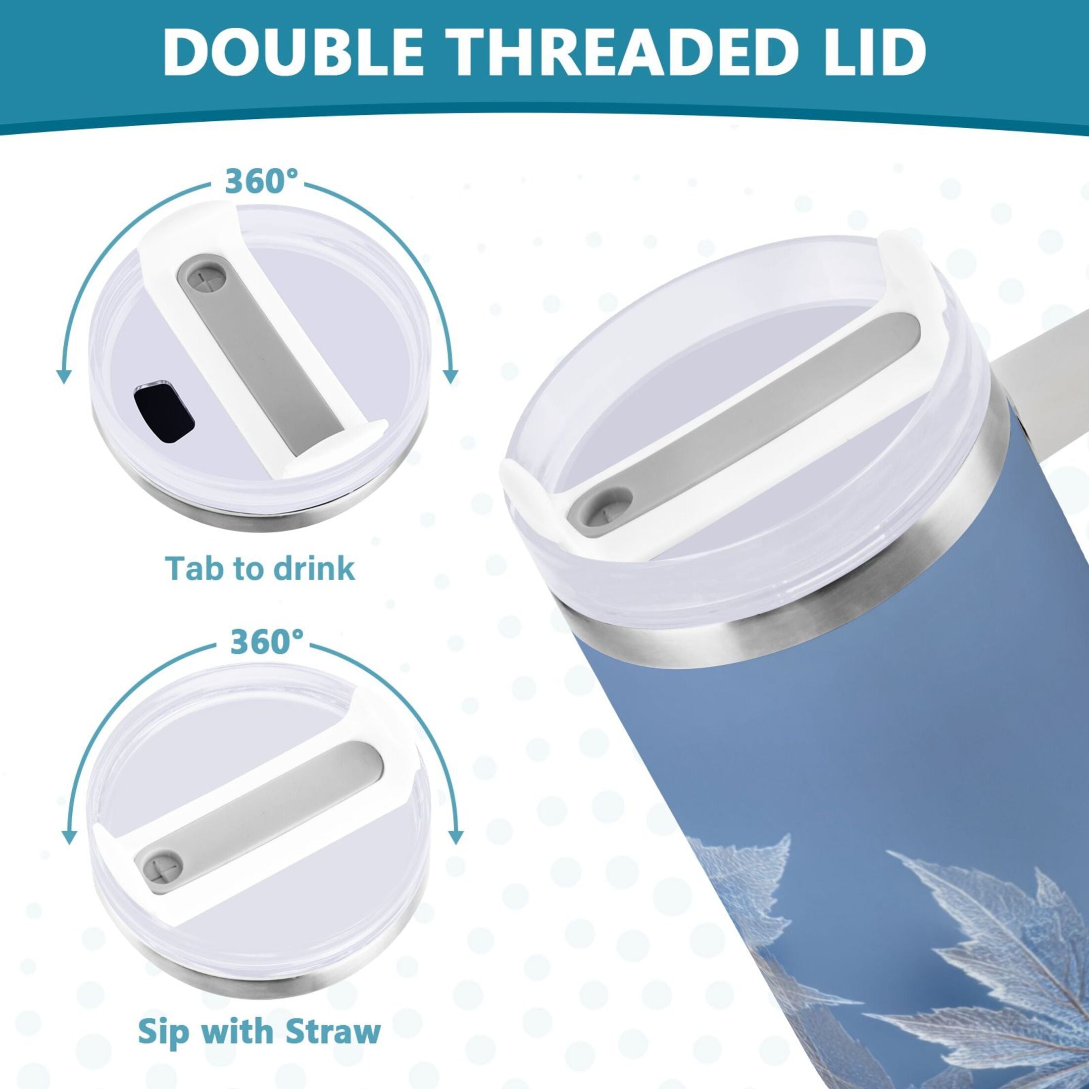 30 oz Insulated Stainless Steel Tumbler Double Wall Stainless Steel Tumbler with 2-Way Drinking Glass Mapleleaves T32L