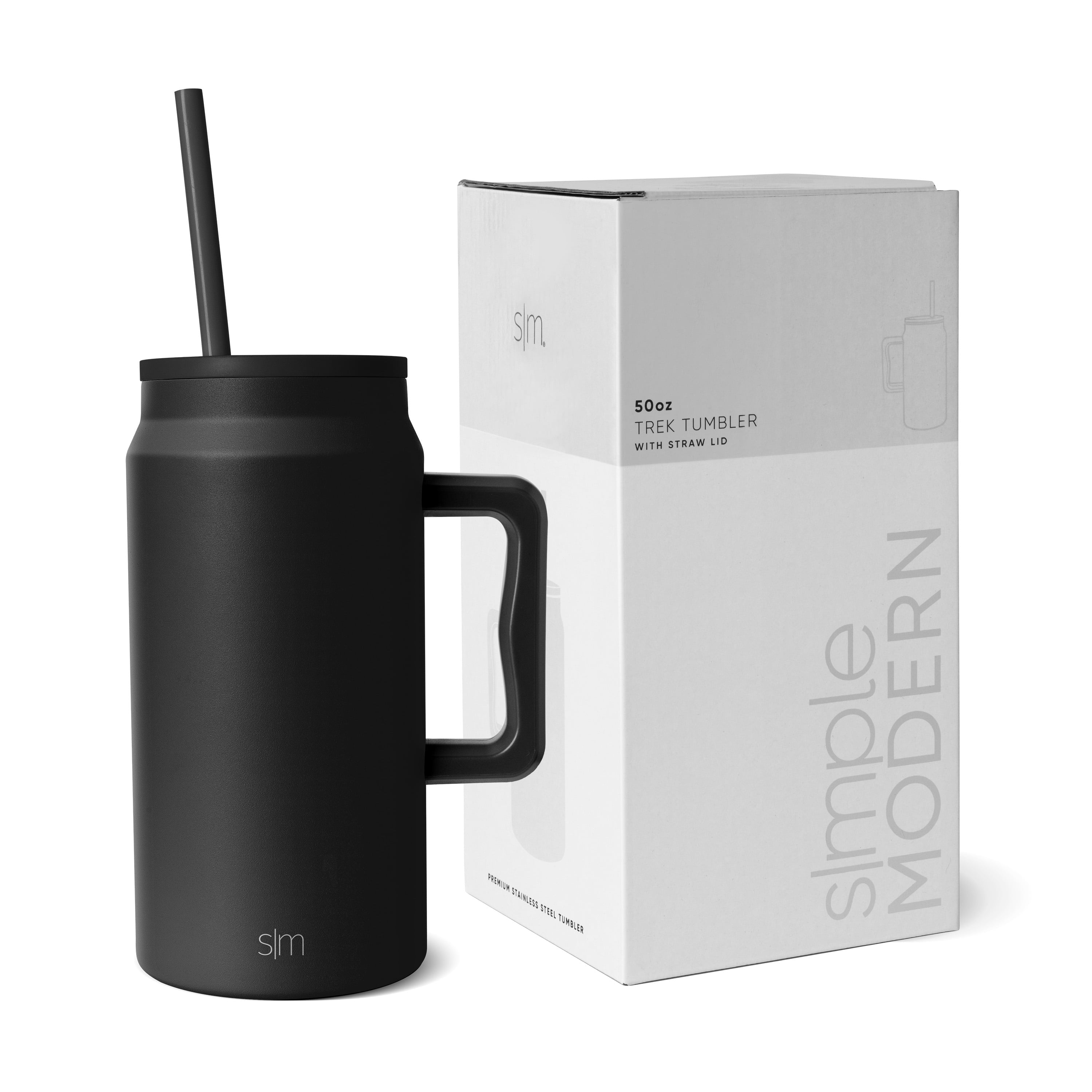 Simple Modern 50 fl oz Insulated Stainless Steel Trek Tumbler with Straw Lid | Midnight Black MJCE