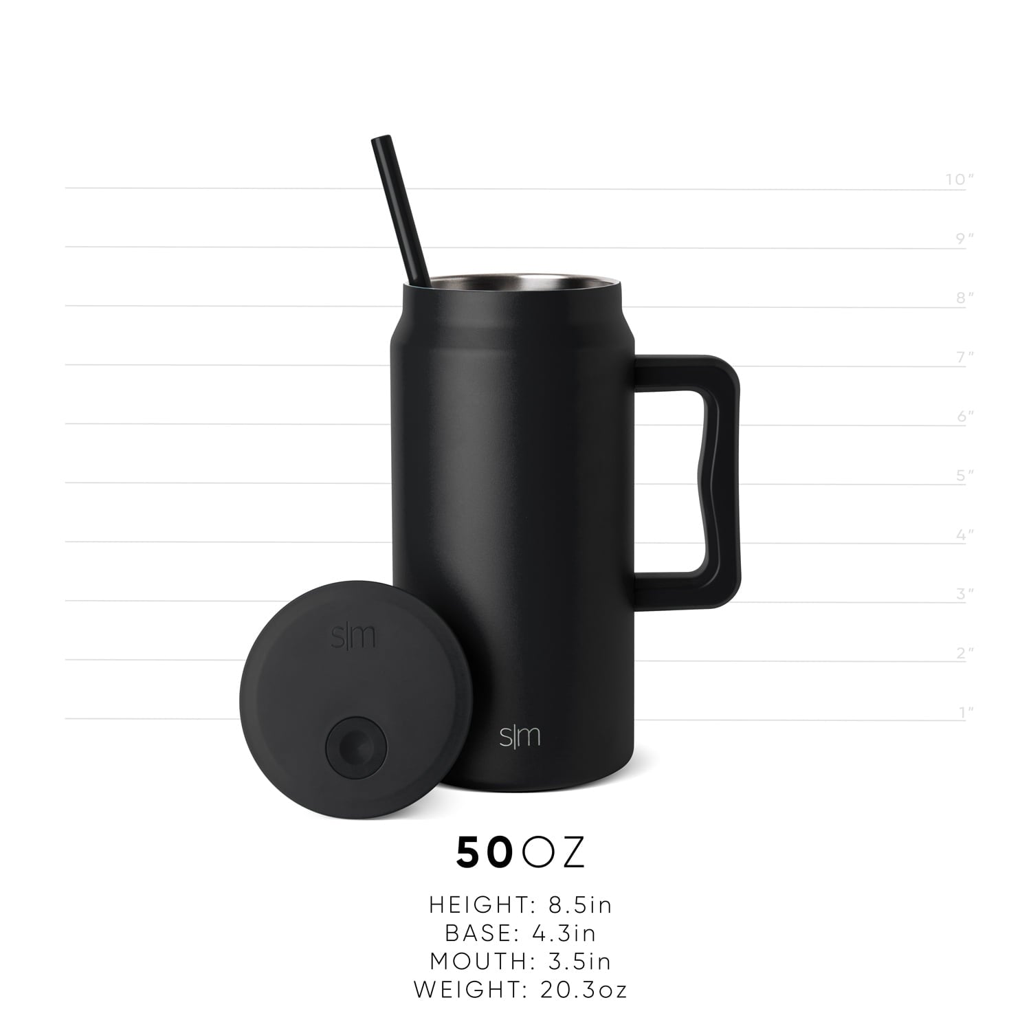 Simple Modern 50 fl oz Insulated Stainless Steel Trek Tumbler with Straw Lid | Midnight Black MJCE