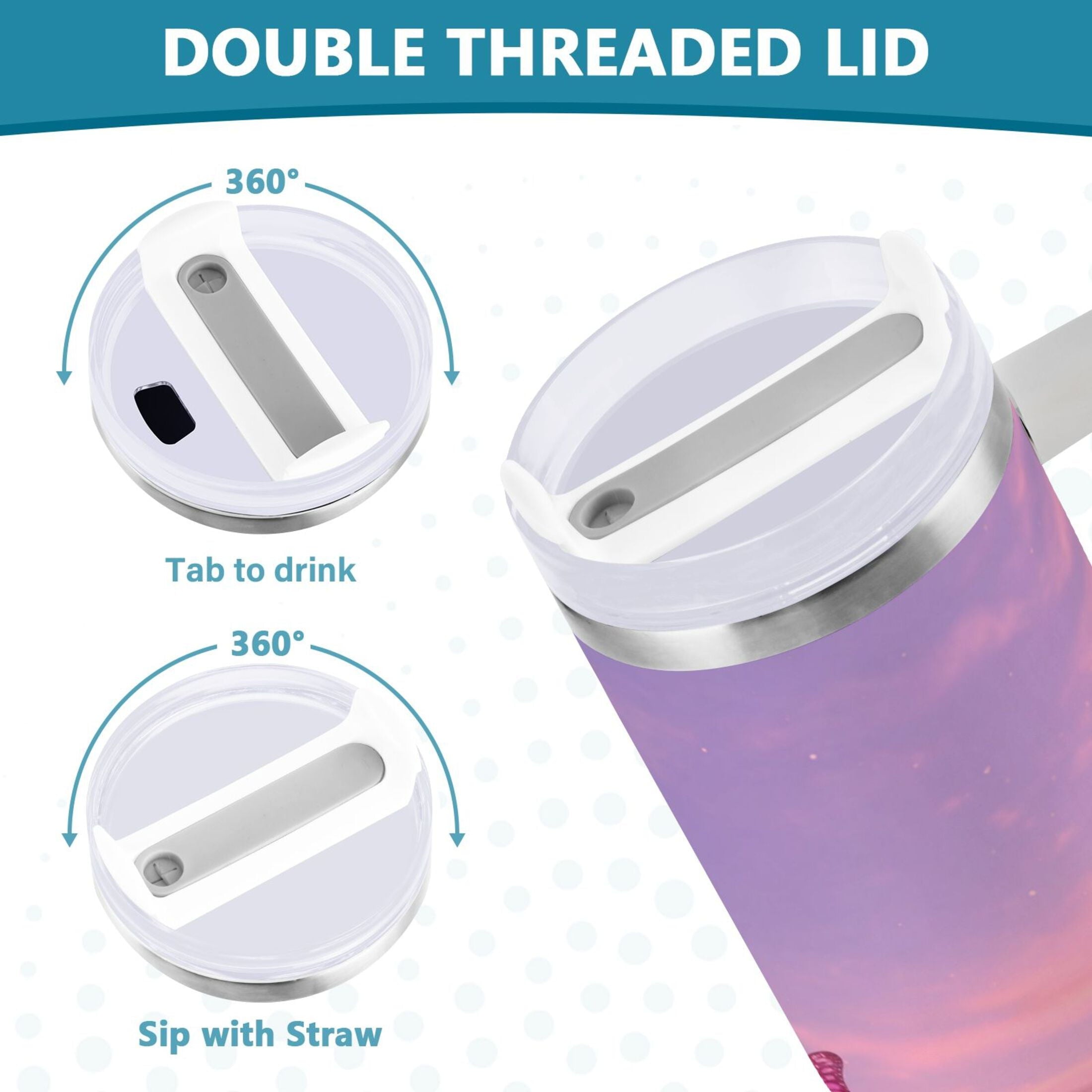30 oz Insulated Stainless Steel Tumbler Double Wall Stainless Steel Tumbler with 2-Way Drinking Pink Butterflies Flying DI8E