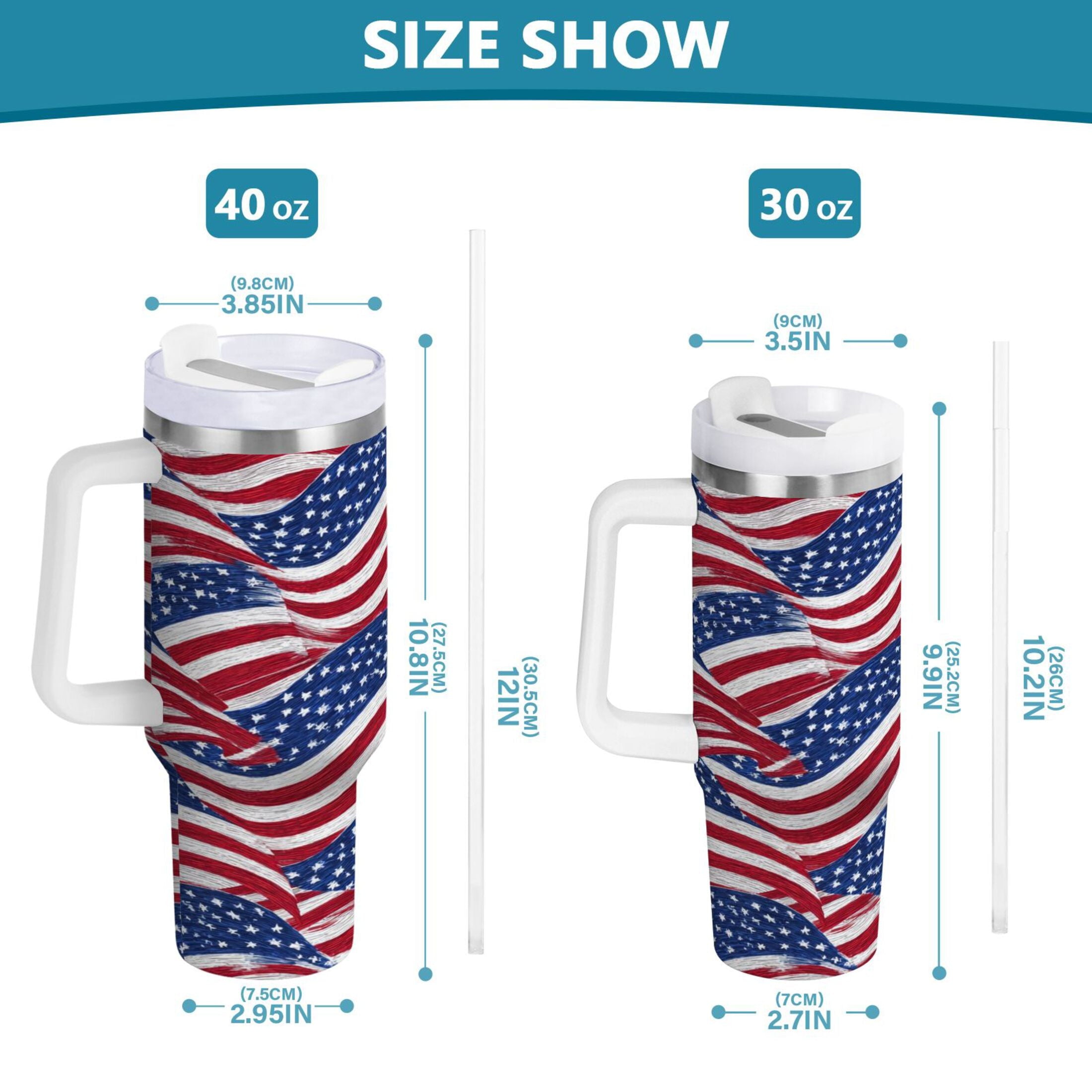 30 oz Insulated Stainless Steel Tumbler Double Wall Stainless Steel Tumbler with 2-Way Drinking Flags Wave Pattern V5Y7