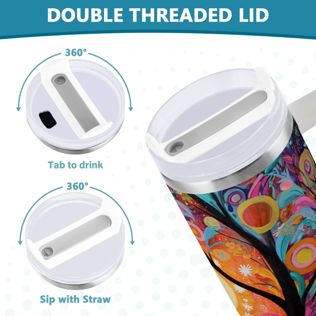 30 oz Insulated Stainless Steel Tumbler Double Wall Stainless Steel Tumbler with 2-Way Drinking Beautiful Abstract Tree Painting 2XBU
