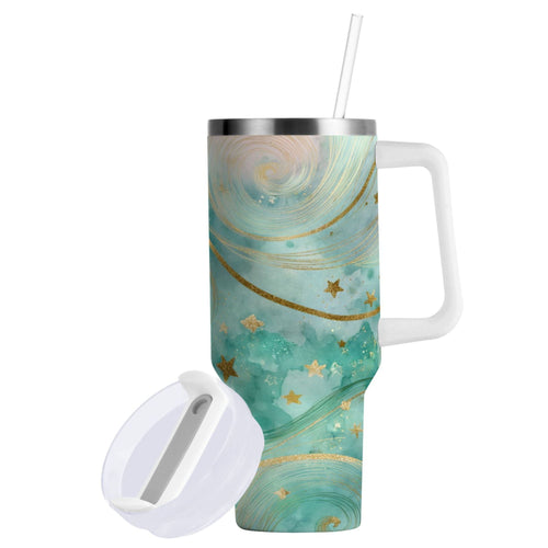 30 oz Insulated Stainless Steel Tumbler Double Wall Stainless Steel Tumbler with 2-Way Drinking Beautiful Swirling Lines 52MI