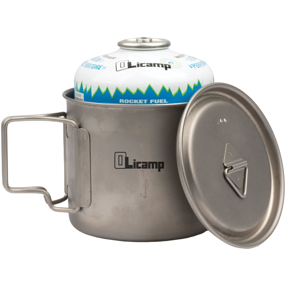Olicamp Titanium Space Saver Mug with Lid, Nests Nalgene Bottle Inside, Lightweight and Compact, Perfect for Camping and Backpacking, 550mL E56P