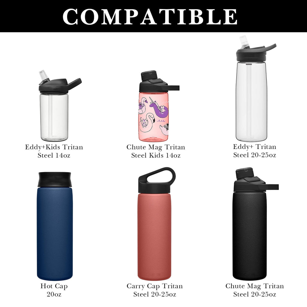 Linkidea 2 Pack Water Bottle Boot Compatible with CamelBak Eddy+20oz/25oz, Chute Mag 20oz/25oz, Carry Cap, Silicone Anti-Slip Bottle Bottom Bumper Protector (Clear White) 8Q5M