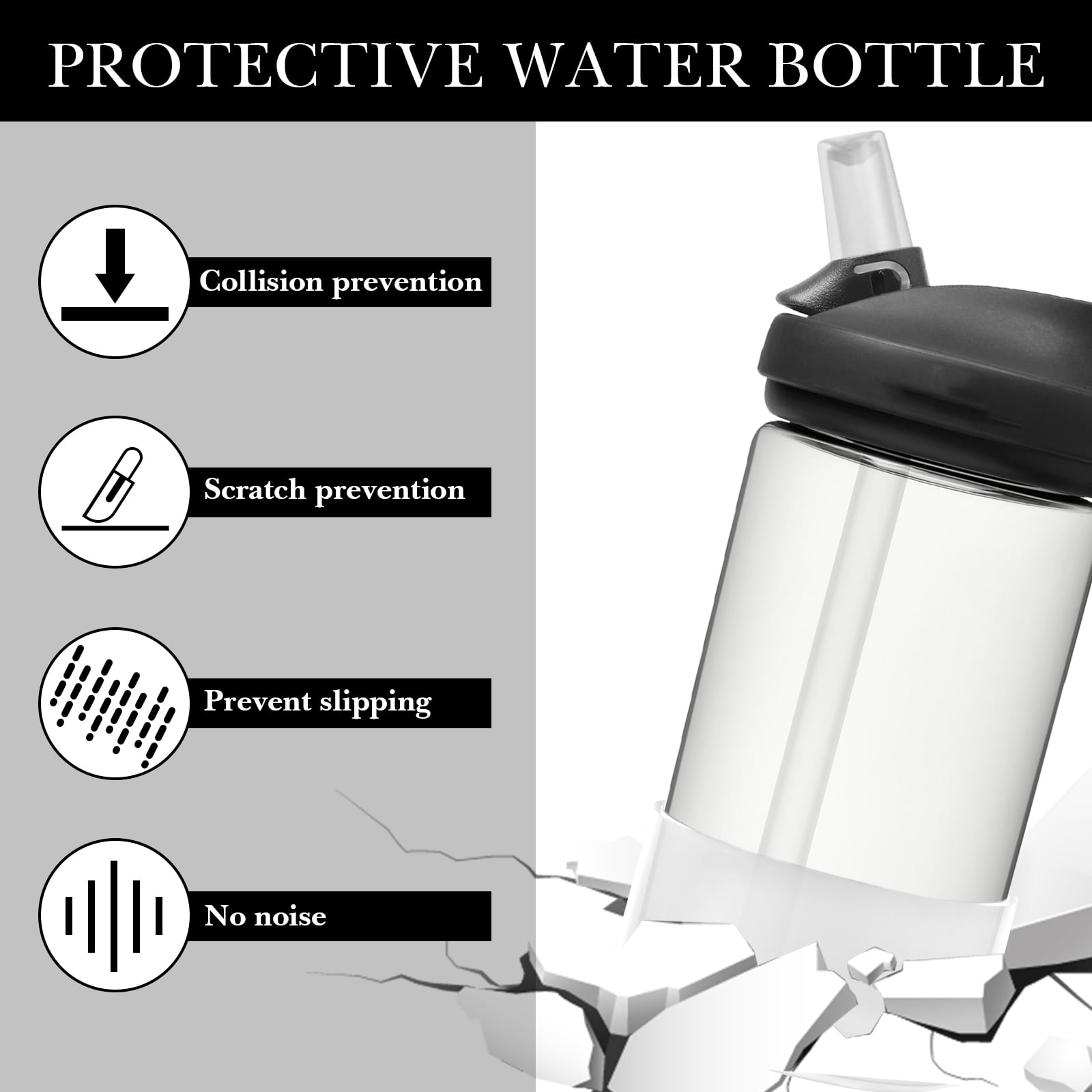 Linkidea 2 Pack Water Bottle Boot Compatible with CamelBak Eddy+20oz/25oz, Chute Mag 20oz/25oz, Carry Cap, Silicone Anti-Slip Bottle Bottom Bumper Protector (Clear White) 8Q5M