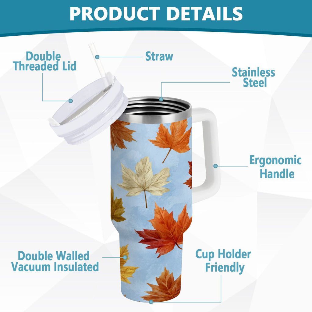 30 oz Insulated Stainless Steel Tumbler Double Wall Stainless Steel Tumbler with 2-Way Drinking Autumn Maple Leaves GIFZ