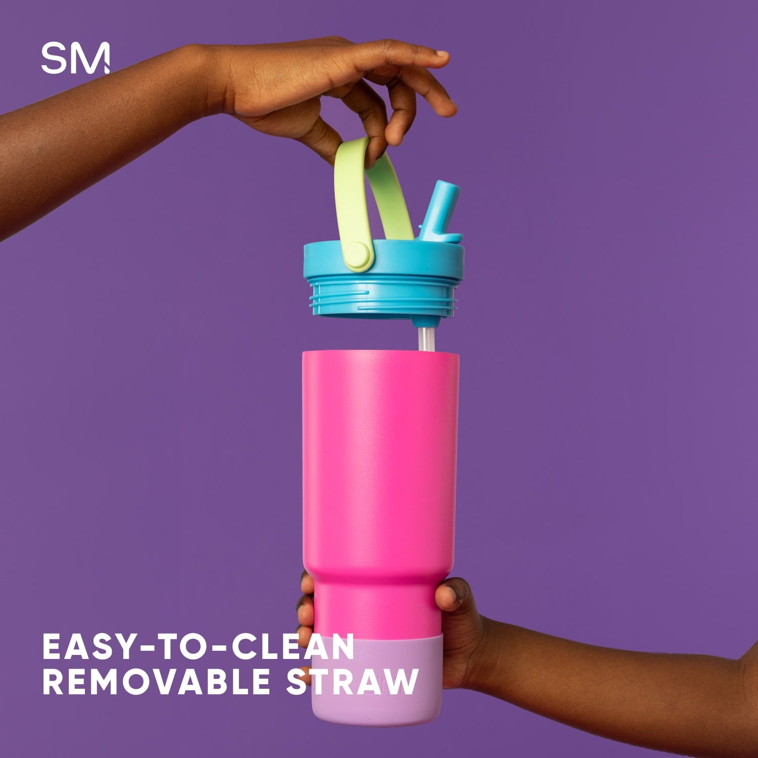 Simple Modern 24 fl oz Insulated Stainless Steel Trek Pivot Tumbler with Straw Lid and Top Handle|Cotton Candy Tie Dye 4OBY