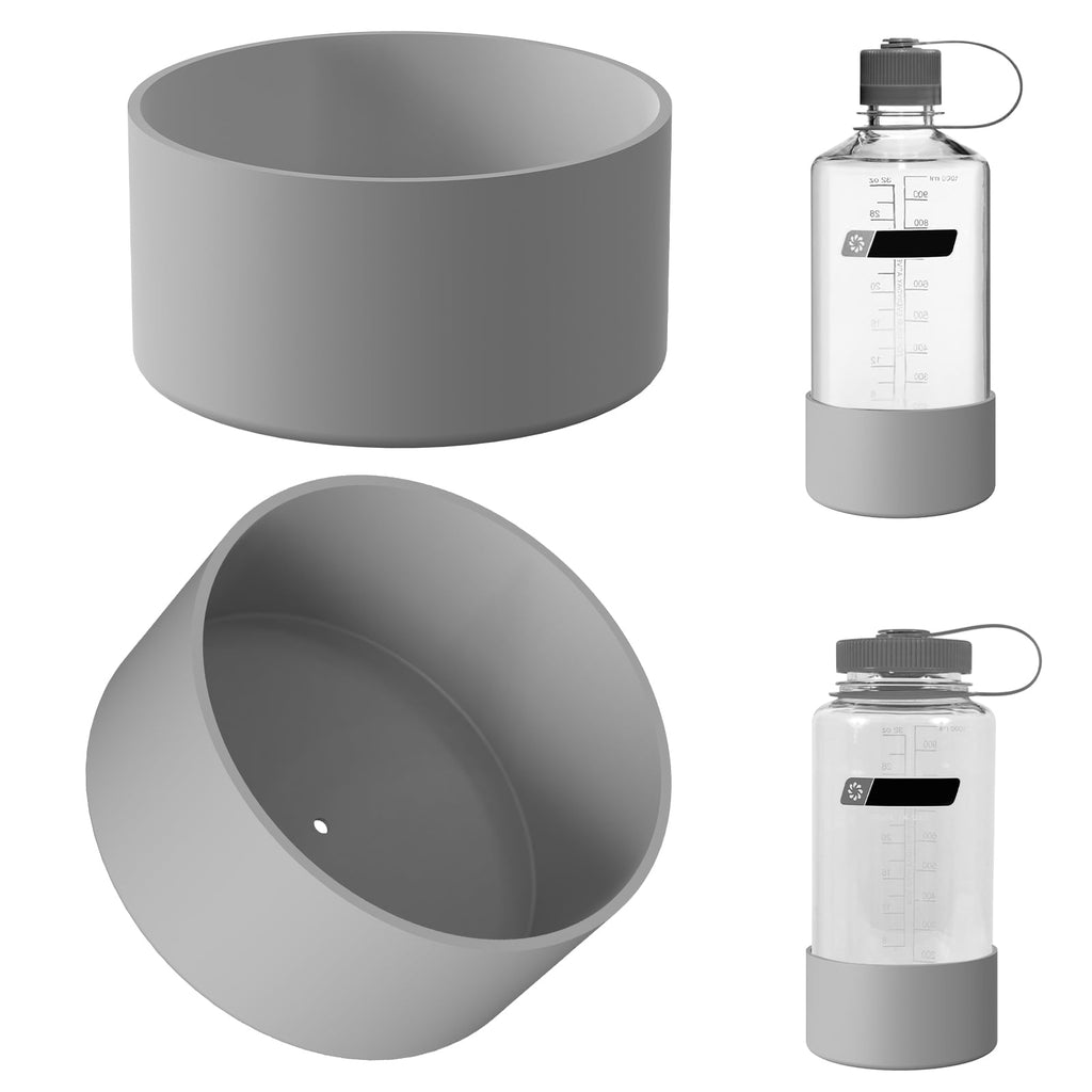 Linkidea 2 Pack Water Bottle Boot Compatible with Nalgene Sustain Wide Mouth 32oz/48oz, Narrow Mouth 32oz, Silicone Anti-Slip Bottle Bottom Bumper Protector (Grey) 20CX