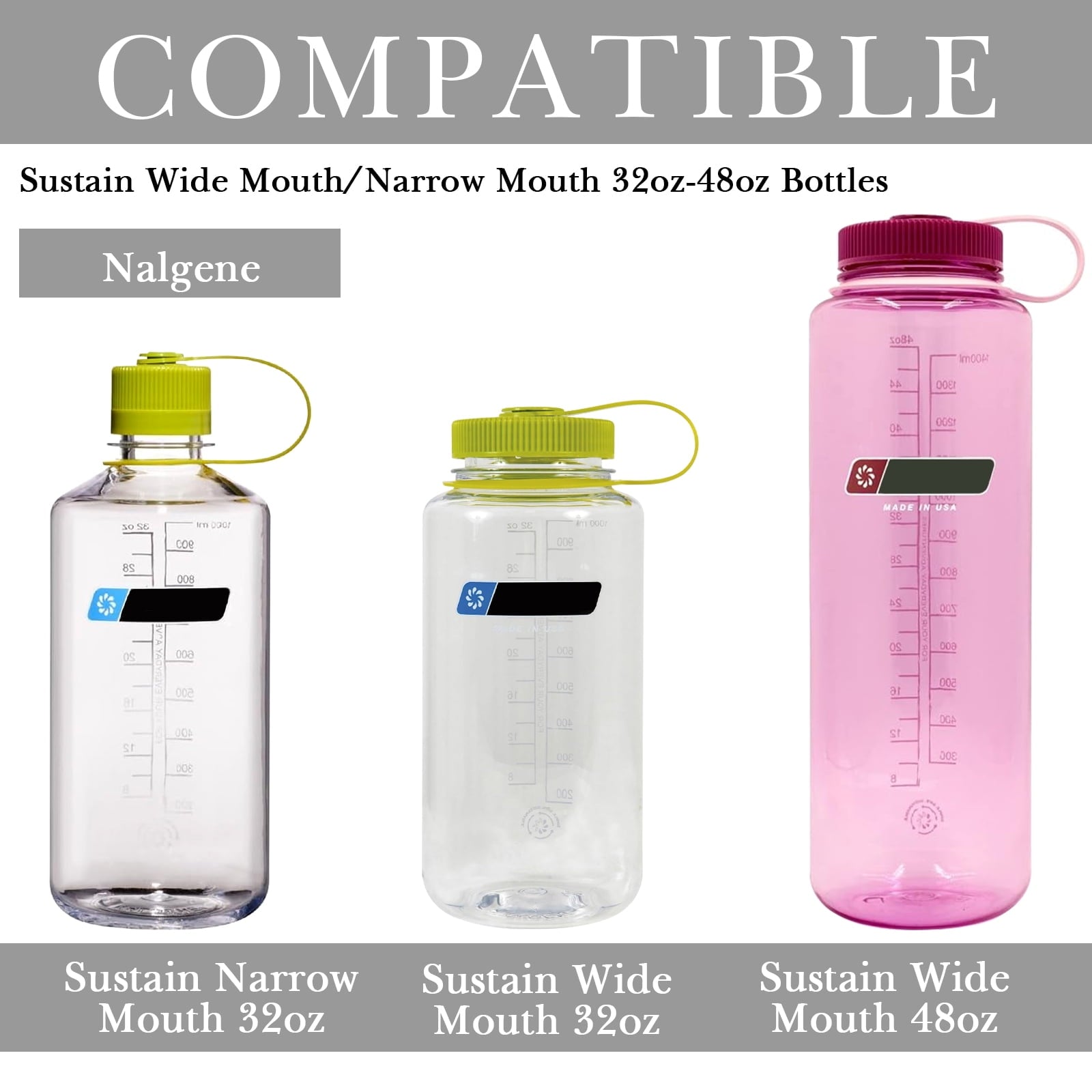 Linkidea 2 Pack Water Bottle Boot Compatible with Nalgene Sustain Wide Mouth 32oz/48oz, Narrow Mouth 32oz, Silicone Anti-Slip Bottle Bottom Bumper Protector (Grey) 20CX