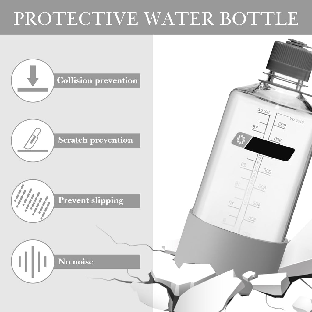 Linkidea 2 Pack Water Bottle Boot Compatible with Nalgene Sustain Wide Mouth 32oz/48oz, Narrow Mouth 32oz, Silicone Anti-Slip Bottle Bottom Bumper Protector (Grey) 20CX