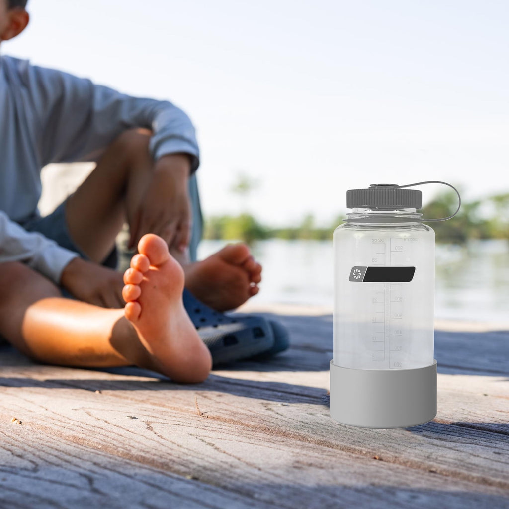Linkidea 2 Pack Water Bottle Boot Compatible with Nalgene Sustain Wide Mouth 32oz/48oz, Narrow Mouth 32oz, Silicone Anti-Slip Bottle Bottom Bumper Protector (Grey) 20CX