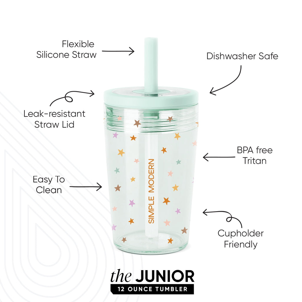 Simple Modern 12 fl oz Tritan Plastic Junior Tumbler with Silicone Straw Lid for Toddlers | Stars YZ7U
