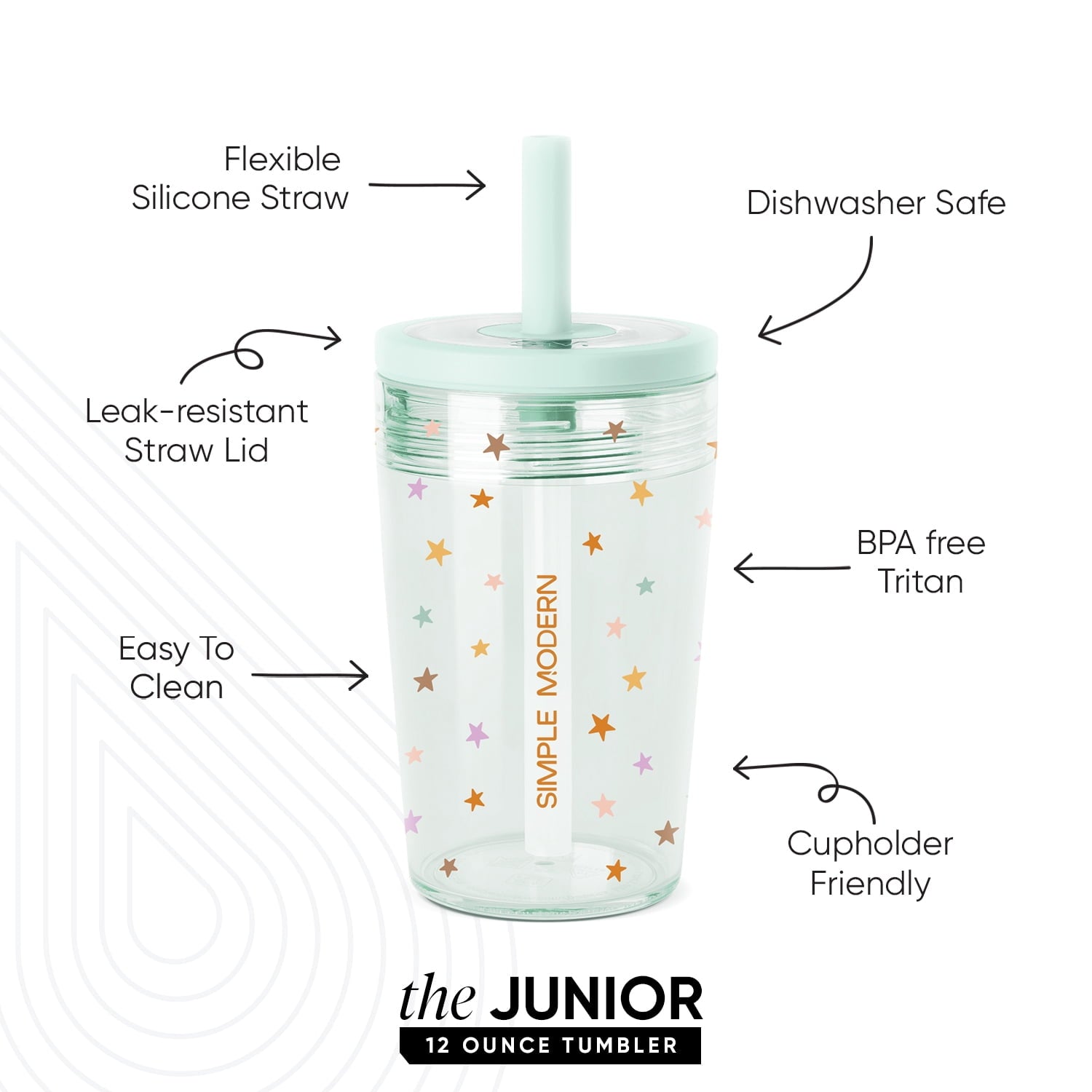Simple Modern 12 fl oz Tritan Plastic Junior Tumbler with Silicone Straw Lid for Toddlers | Stars YZ7U