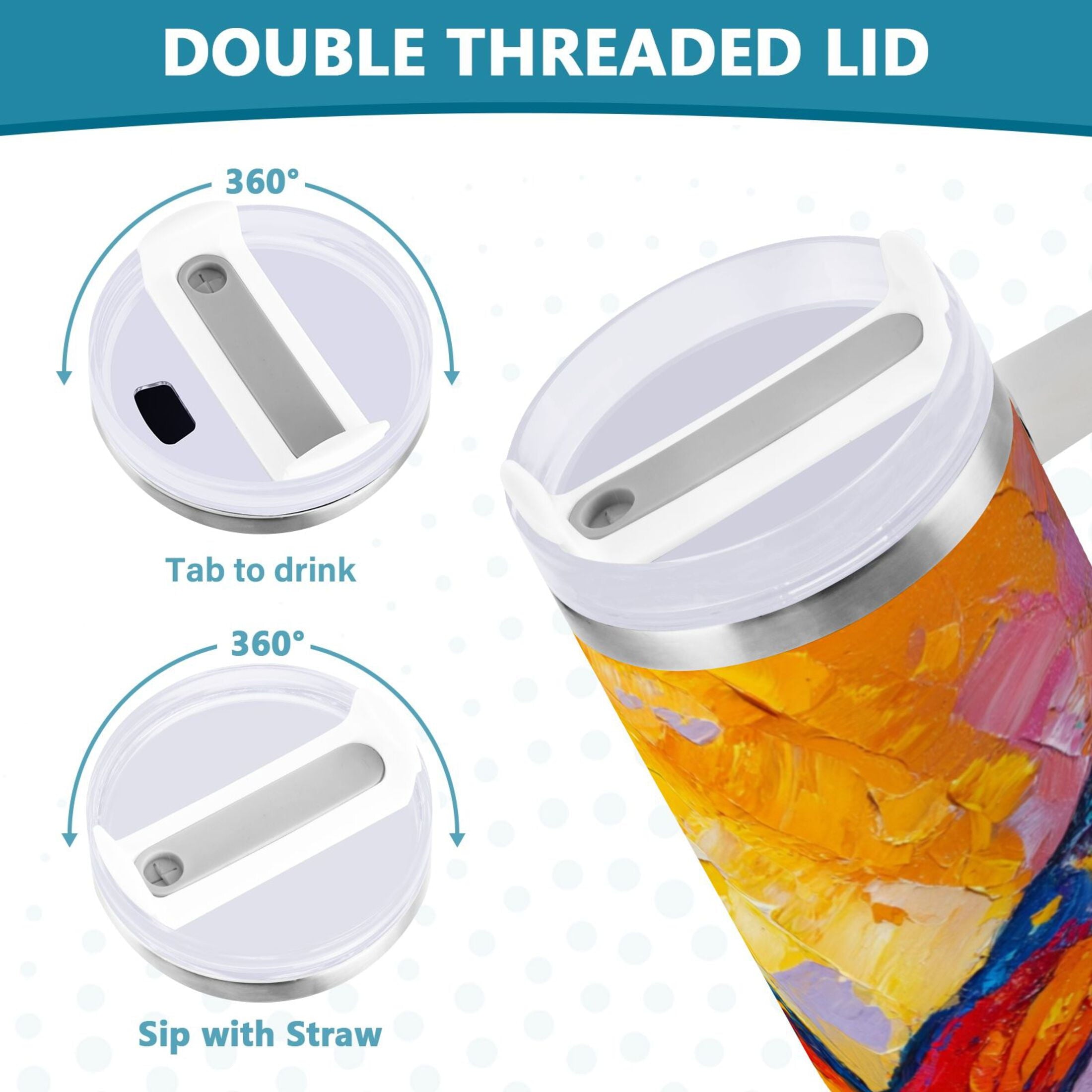 30 oz Insulated Stainless Steel Tumbler Double Wall Stainless Steel Tumbler with 2-Way Drinking Colorful Butterfly Flying VSCU