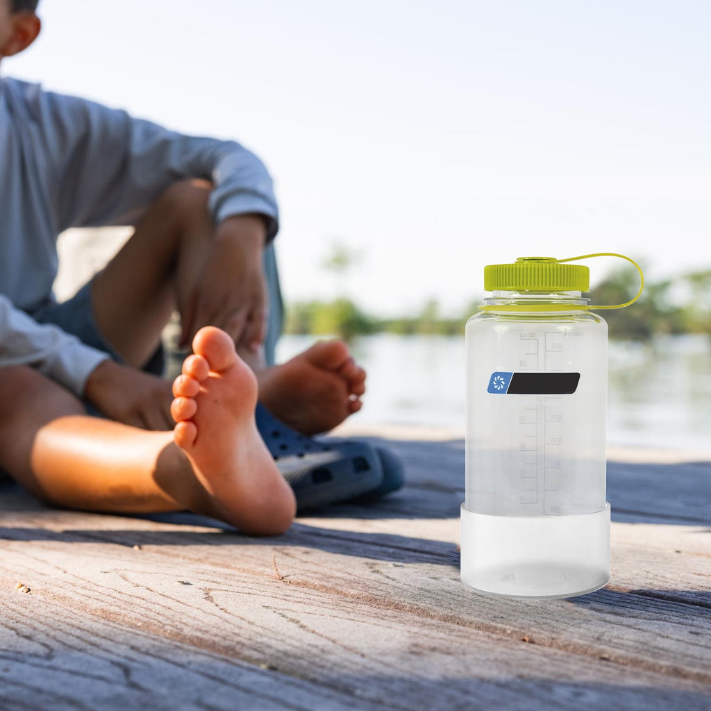 Linkidea 2 Pack Water Bottle Boot Compatible with Nalgene Sustain Wide Mouth 32oz/48oz, Narrow Mouth 32oz, Silicone Anti-Slip Bottle Bottom Bumper Protector (Clear White) CTI9