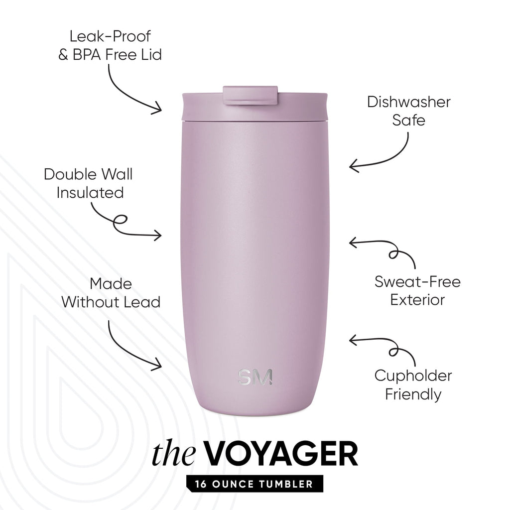 Simple Modern 16 fl oz Insulated Stainless Steel Voyager Coffee Tumbler with Insulated Flip Lid 25DT