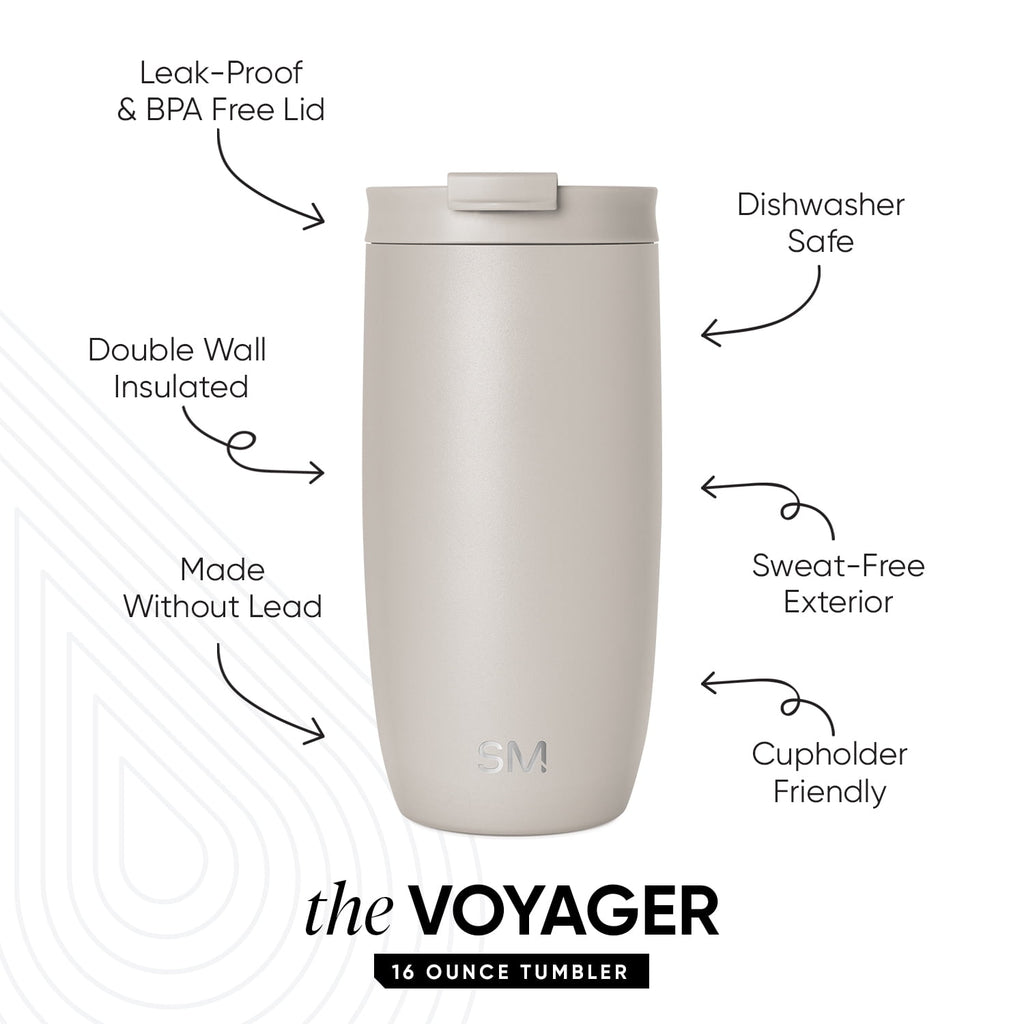 Simple Modern 16 fl oz Insulated Stainless Steel Voyager Coffee Tumbler with Insulated Flip Lid 25DT
