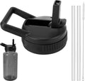 Straw Lid Compatible with Nalgene Water Bottles 32 OZ, BPA-Free Straws Lid with Handle for Nalgene Wide Mouth, Replacement Bottle Cap Accessories with 2 Straws and 1 Straw Brush XET3