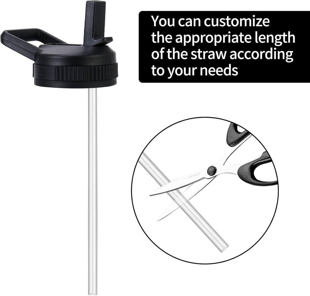 Straw Lid Compatible with Nalgene Water Bottles 32 OZ, BPA-Free Straws Lid with Handle for Nalgene Wide Mouth, Replacement Bottle Cap Accessories with 2 Straws and 1 Straw Brush XET3