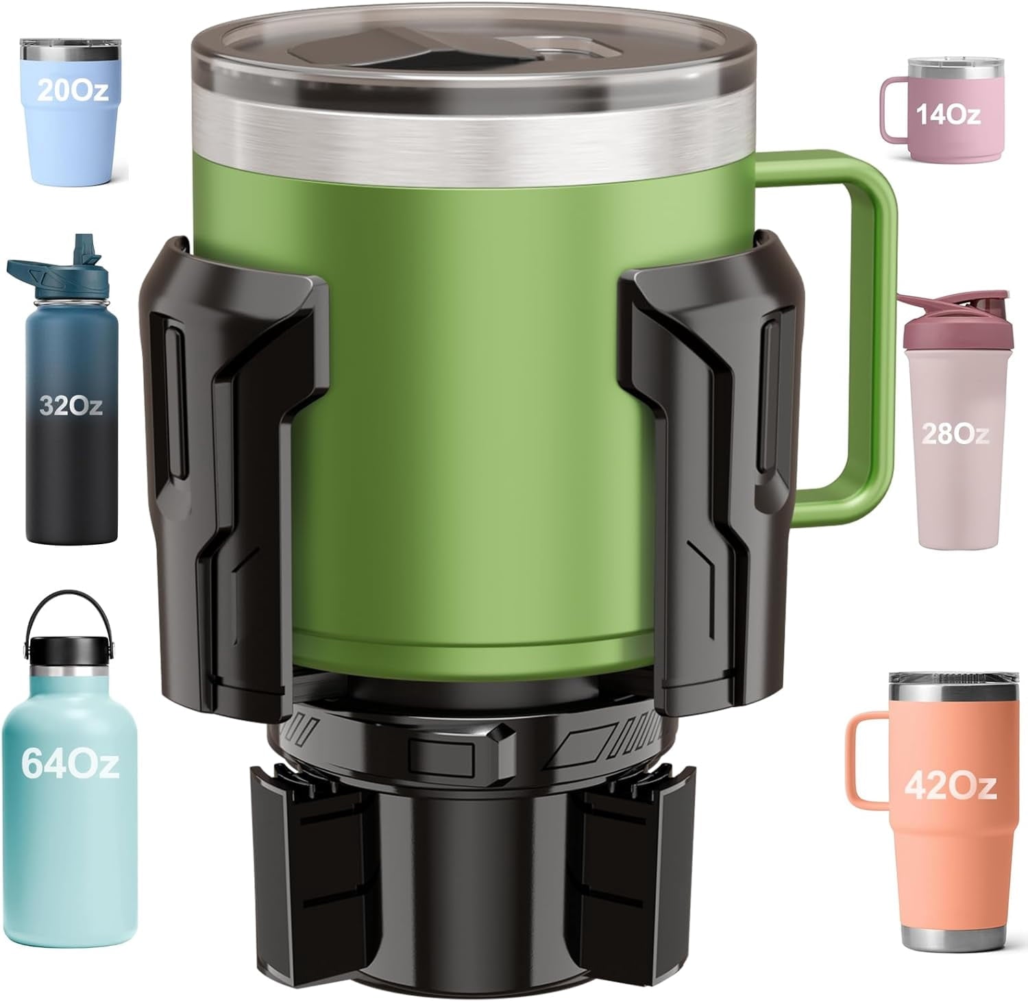 Cup Holder Expander: One-Button Open, Universal, Adjustable Holder(Diameter 2.6"- 4.8"), Cup Holder Expander for , , Nalgene, Takeya, Camelbak, Ramblers, , Tumblers, Mugs 546R