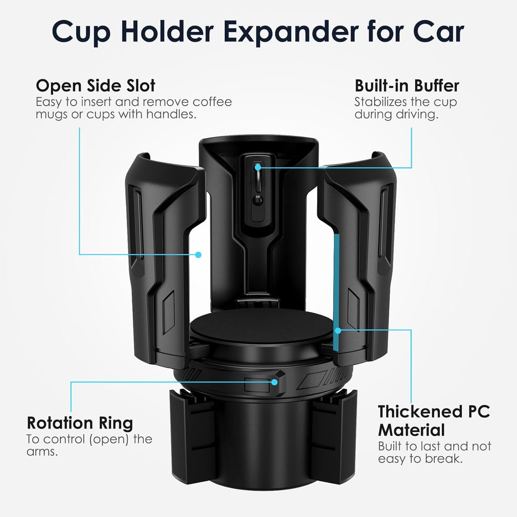 Cup Holder Expander: One-Button Open, Universal, Adjustable Holder(Diameter 2.6"- 4.8"), Cup Holder Expander for , , Nalgene, Takeya, Camelbak, Ramblers, , Tumblers, Mugs 546R