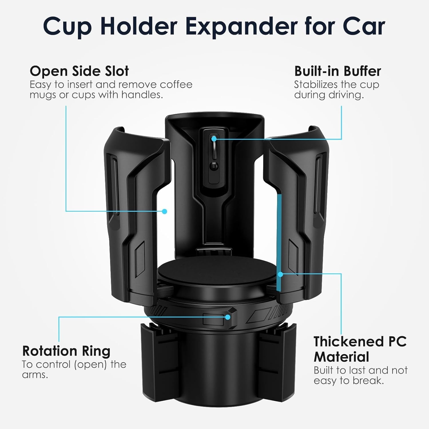 Cup Holder Expander: One-Button Open, Universal, Adjustable Holder(Diameter 2.6"- 4.8"), Cup Holder Expander for , , Nalgene, Takeya, Camelbak, Ramblers, , Tumblers, Mugs 546R