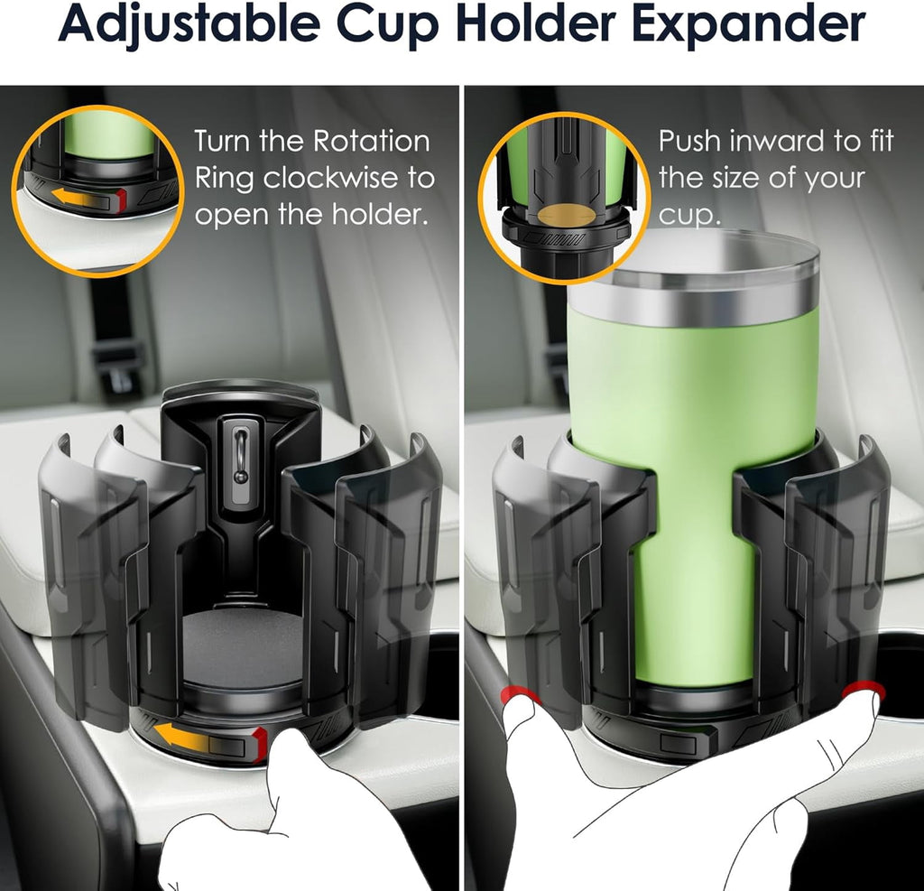 Cup Holder Expander: One-Button Open, Universal, Adjustable Holder(Diameter 2.6"- 4.8"), Cup Holder Expander for , , Nalgene, Takeya, Camelbak, Ramblers, , Tumblers, Mugs 546R