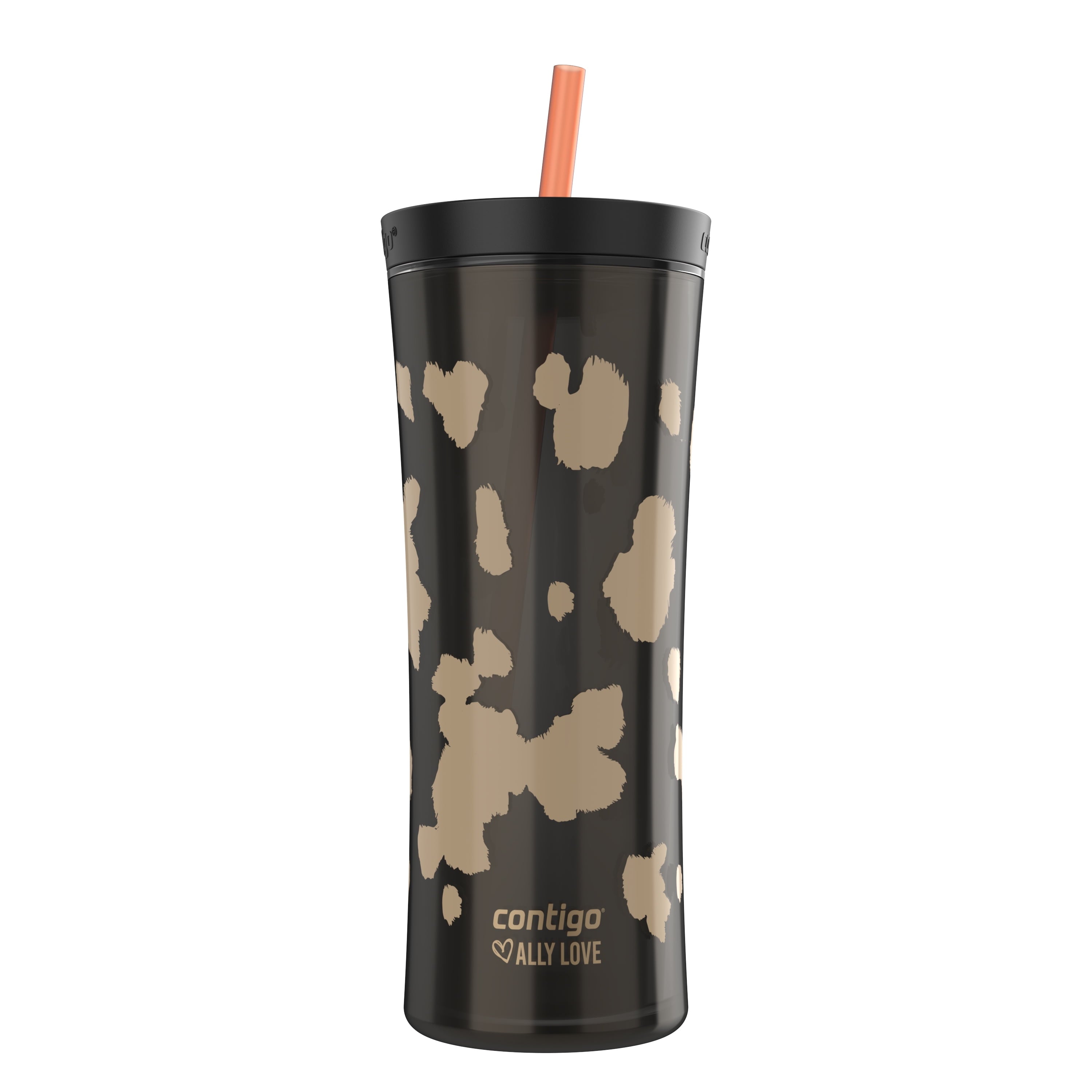 Contigo 20oz Shake &amp; Go Tumbler, Plastic with Straw, Licorice Cowhide Couture Z9MR