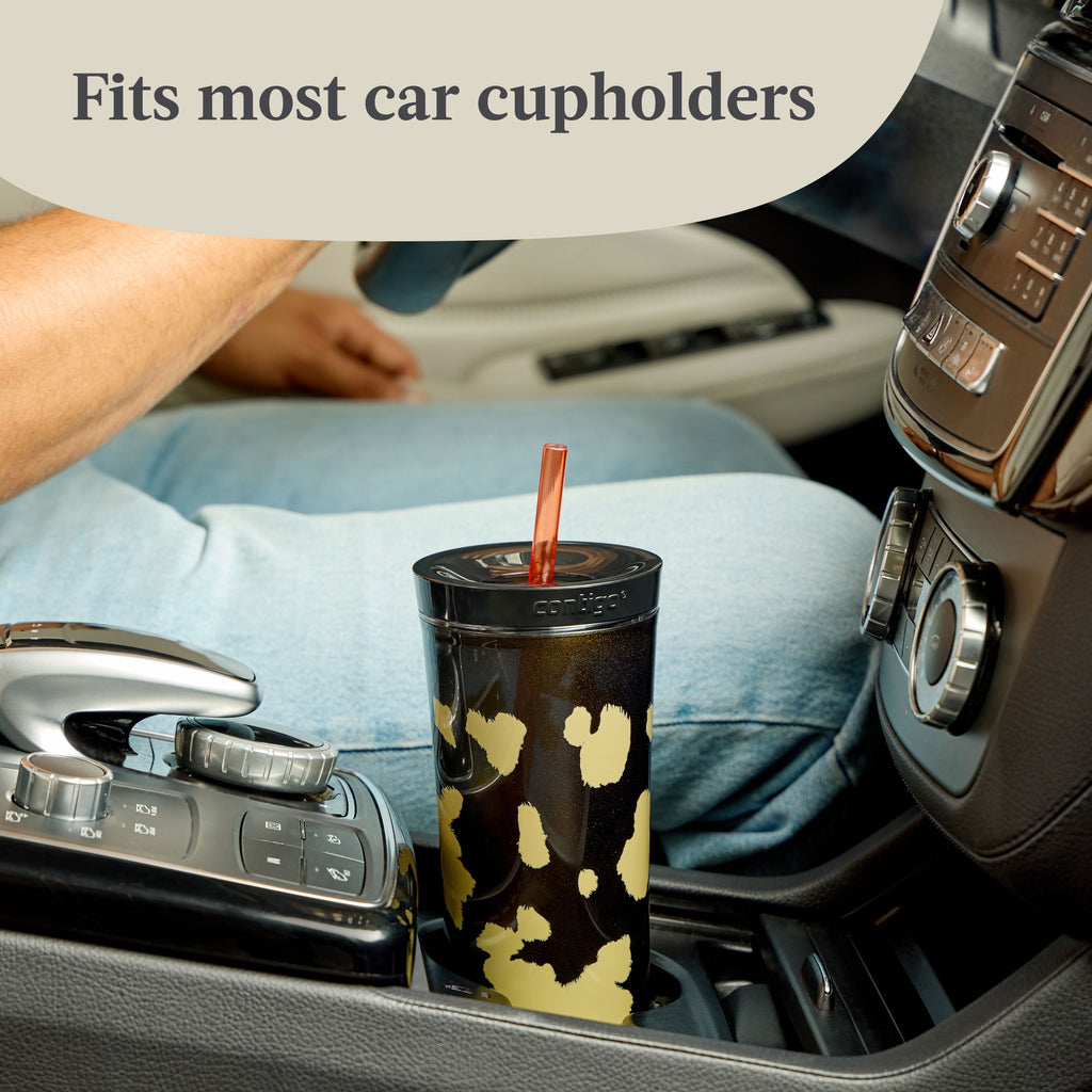 Contigo 20oz Shake &amp; Go Tumbler, Plastic with Straw, Licorice Cowhide Couture Z9MR