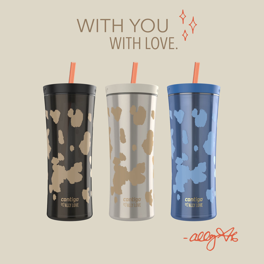 Contigo 20oz Shake &amp; Go Tumbler, Plastic with Straw, Licorice Cowhide Couture Z9MR