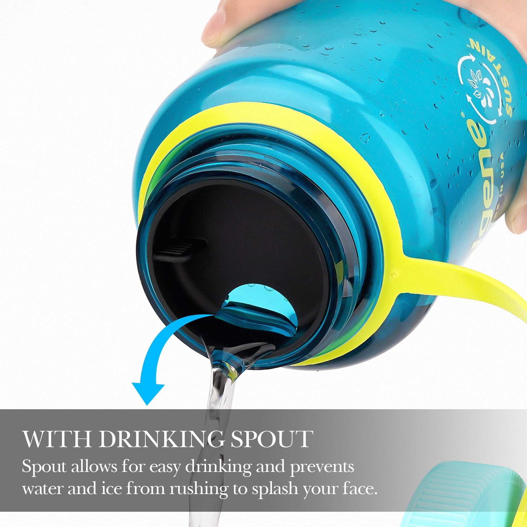 Linkidea 4 Pack Water Bottle Silicone Splashguard Compatible with Nalgene Sustain Wide Mouth 32oz, Anti-Spill Splash Guard for Wide-Necked Bottles with 53mm Opening, Waterbottle Easy Sipper 0K4C