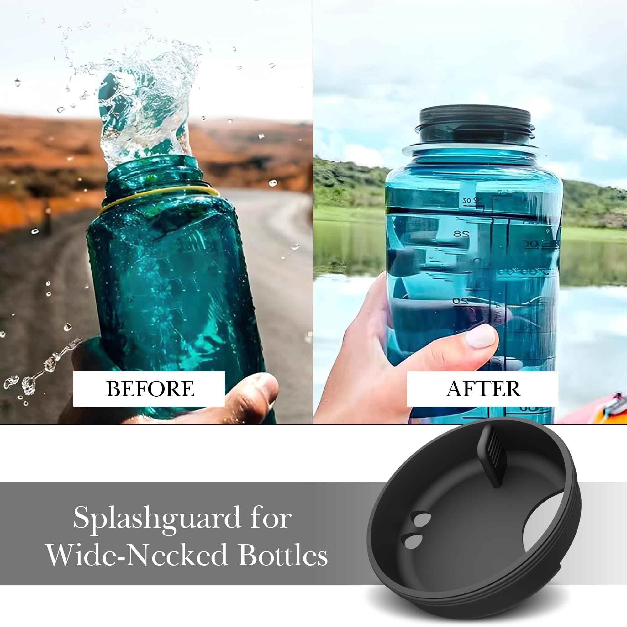Linkidea 4 Pack Water Bottle Silicone Splashguard Compatible with Nalgene Sustain Wide Mouth 32oz, Anti-Spill Splash Guard for Wide-Necked Bottles with 53mm Opening, Waterbottle Easy Sipper 0K4C