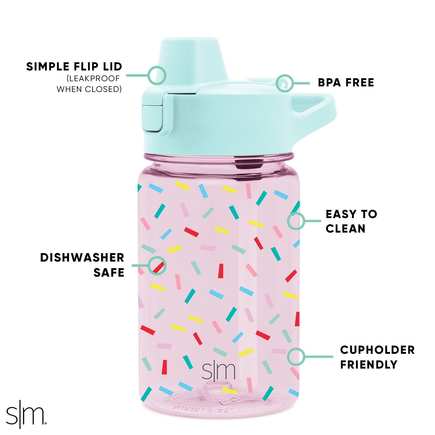 Simple Modern 12 fl oz Reusable Tritan Summit Water Bottle with Silicone Straw Lid | Birthday Cake RIEK