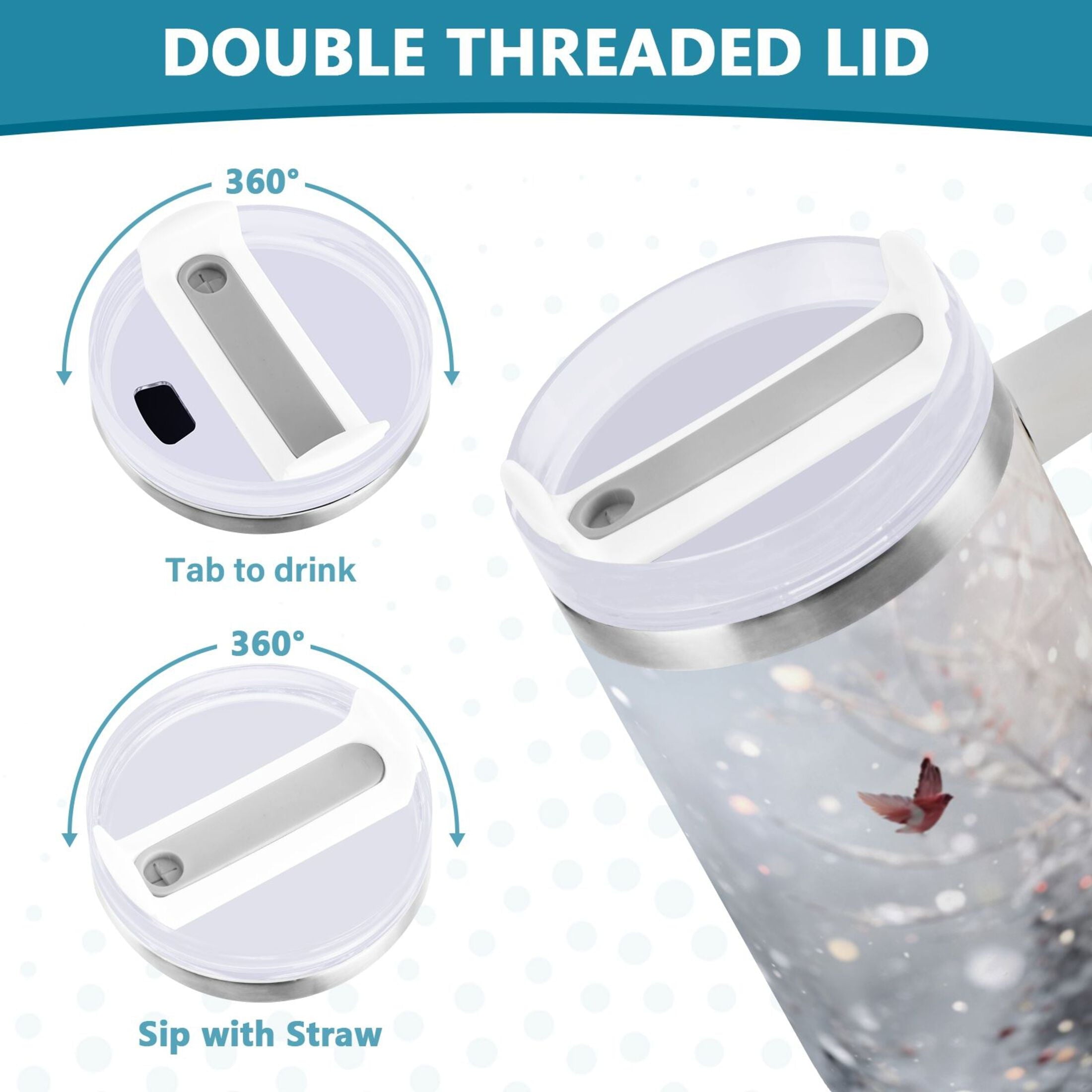 30 oz Insulated Stainless Steel Tumbler Double Wall Stainless Steel Tumbler with 2-Way Drinking Snowy Winter Landscape VUO8