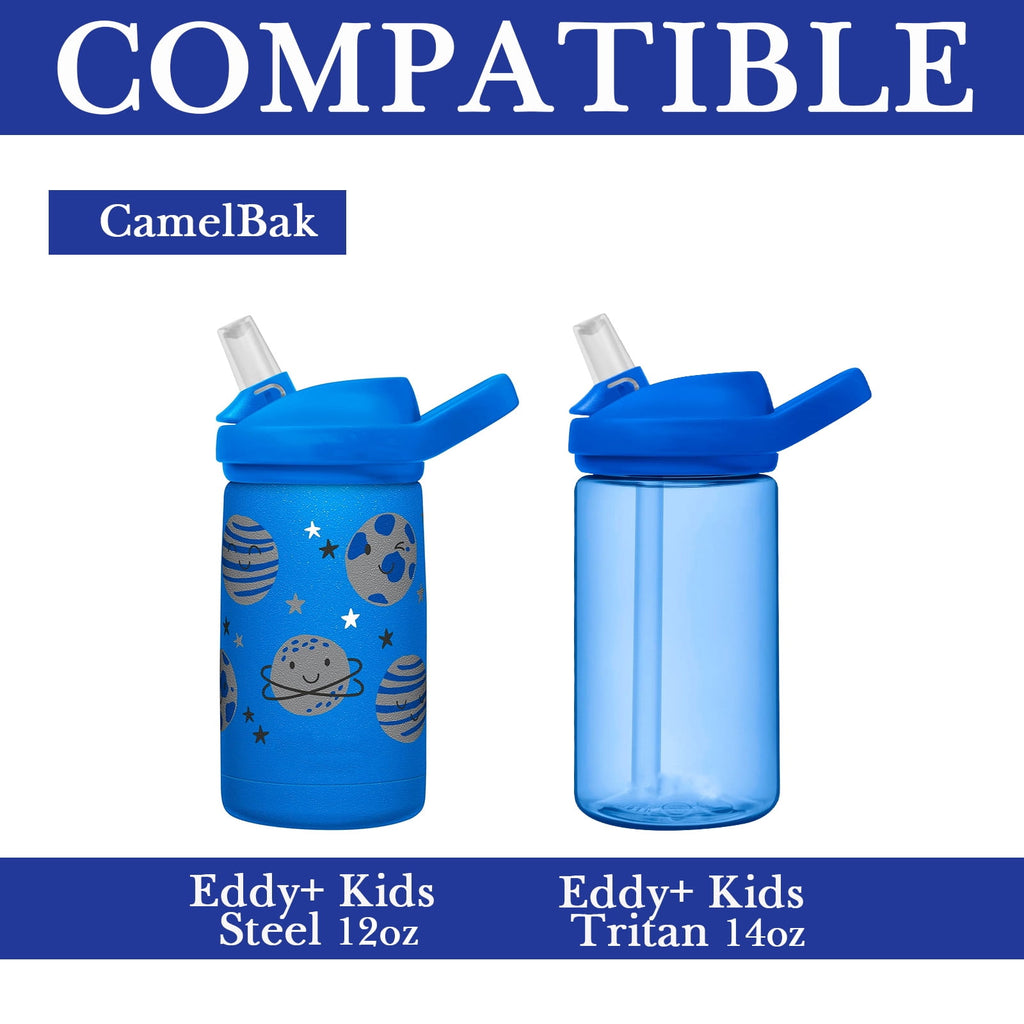 Linkidea Water Bottle Sleeve Compatible with CamelBak Eddy+ Tritan 14oz, Steel 12oz Kids Bottle, Waterbottle Holder Bag with Name Tag, Navy Blue GQSQ