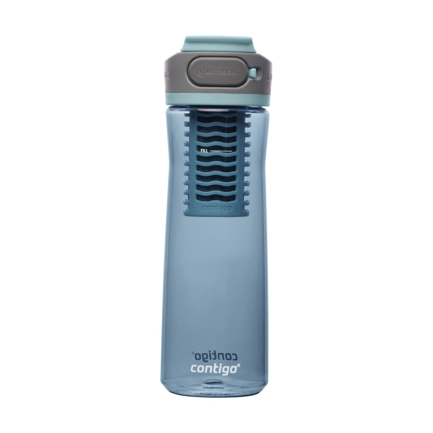 (2 pack) Contigo Clybourn Plastic FreeFlow Filter Water Bottle with AUTOSEAL Lid 24 oz., Dark Ice, with Replacable Filter DN1H