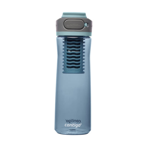 (2 pack) Contigo Clybourn Plastic FreeFlow Filter Water Bottle with AUTOSEAL Lid 24 oz., Dark Ice, with Replacable Filter DN1H