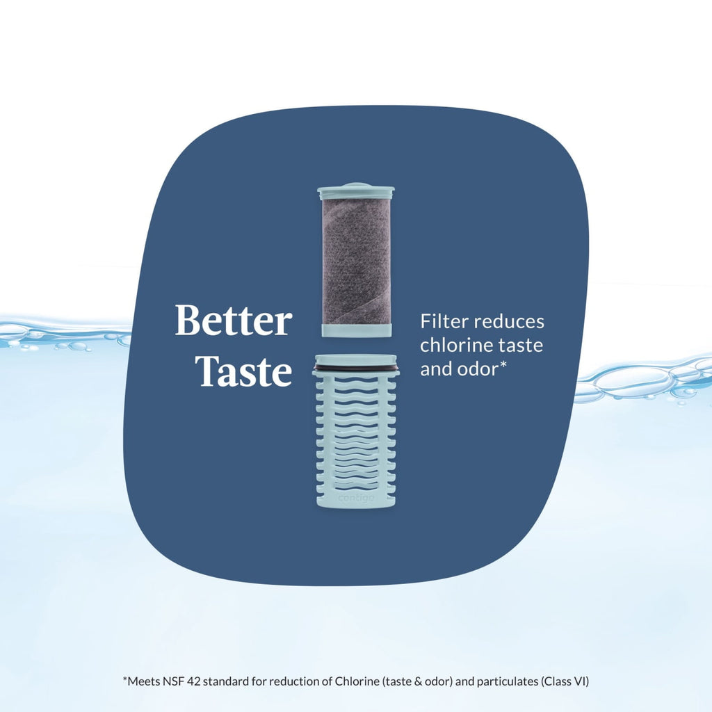(2 pack) Contigo Clybourn Plastic FreeFlow Filter Water Bottle with AUTOSEAL Lid 24 oz., Dark Ice, with Replacable Filter DN1H