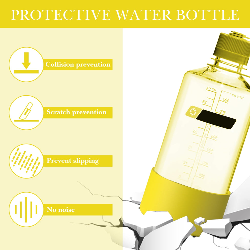 Linkidea 2 Pack Water Bottle Boot Compatible with Nalgene Sustain Wide Mouth 32oz/48oz, Narrow Mouth 32oz, Silicone Anti-Slip Bottle Bottom Bumper Protector (Yellow) KLCR