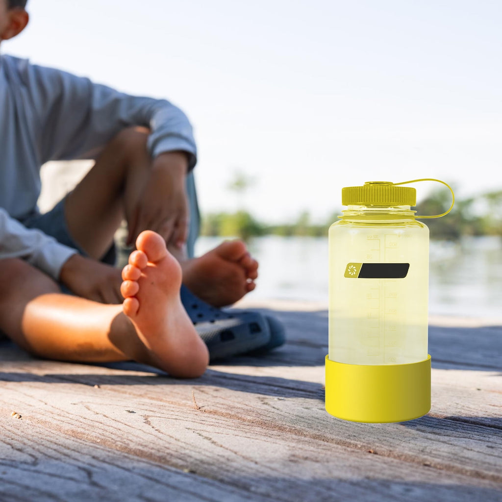 Linkidea 2 Pack Water Bottle Boot Compatible with Nalgene Sustain Wide Mouth 32oz/48oz, Narrow Mouth 32oz, Silicone Anti-Slip Bottle Bottom Bumper Protector (Yellow) KLCR