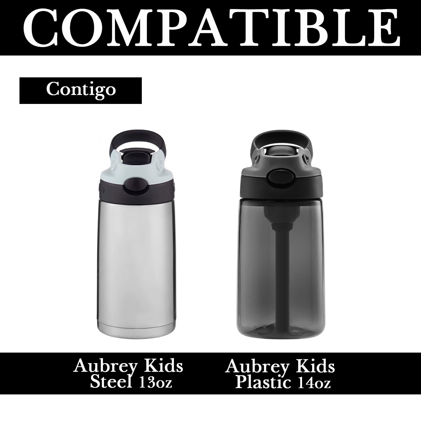 Linkidea Water Bottle Sleeve Compatible with Contigo Aubrey Tritan 14oz, Steel 13oz Kids Bottle, Waterbottle Holder Bag with Name Tag, Black MP1B