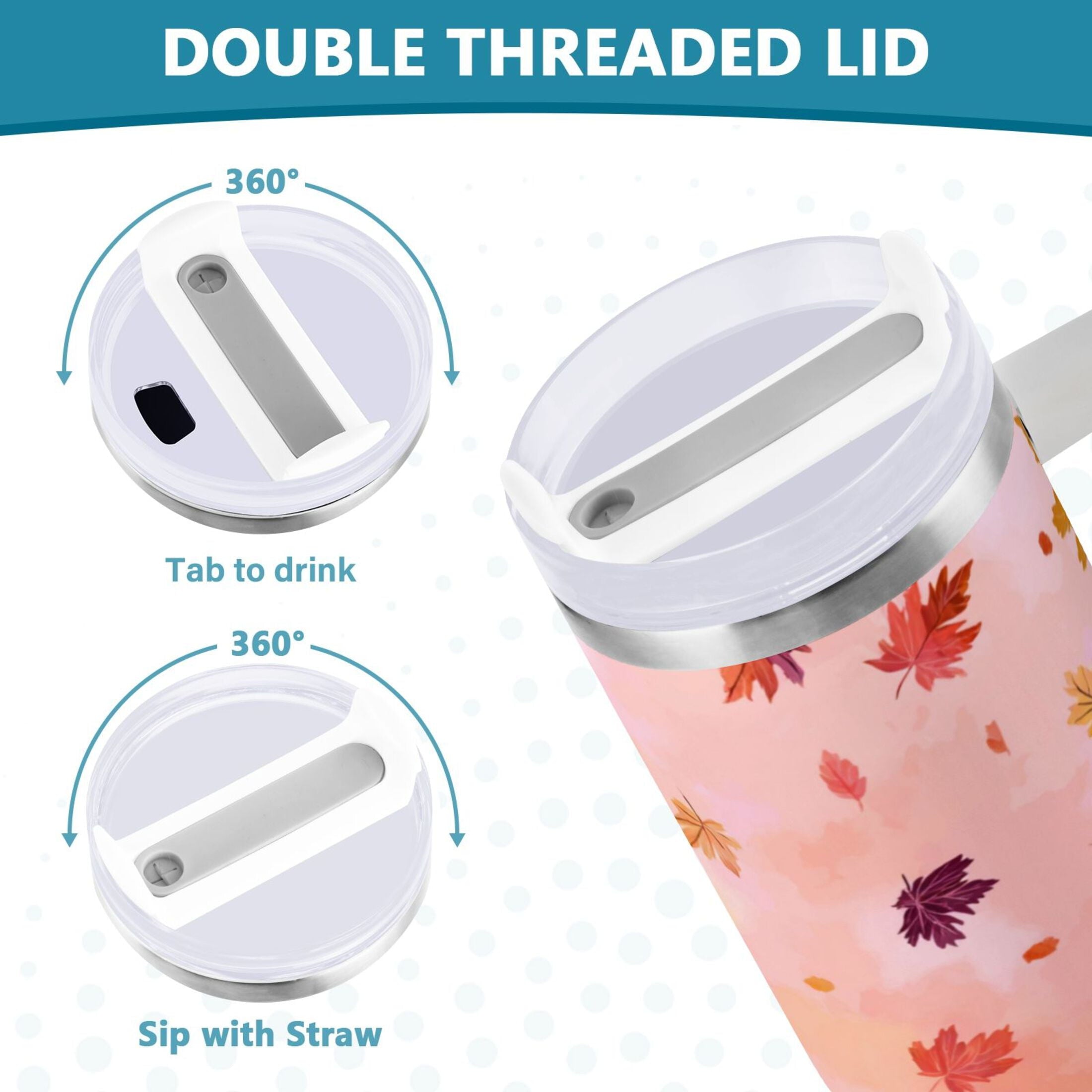 30 oz Insulated Stainless Steel Tumbler Double Wall Stainless Steel Tumbler with 2-Way Drinking Autumn Leaves Falling IOW4