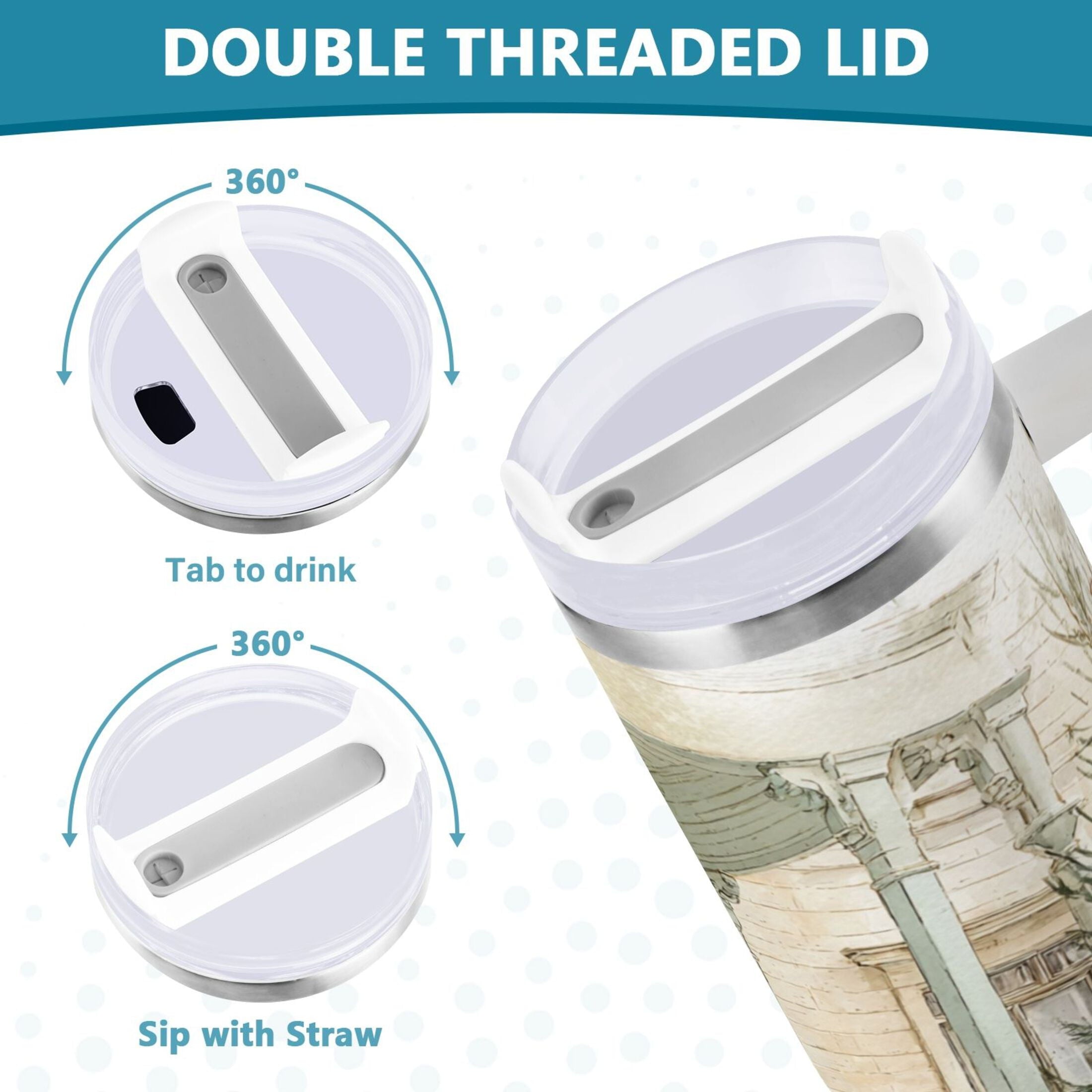 30 oz Insulated Stainless Steel Tumbler Double Wall Stainless Steel Tumbler with 2-Way Drinking Charming Christmas Doorway DLDP