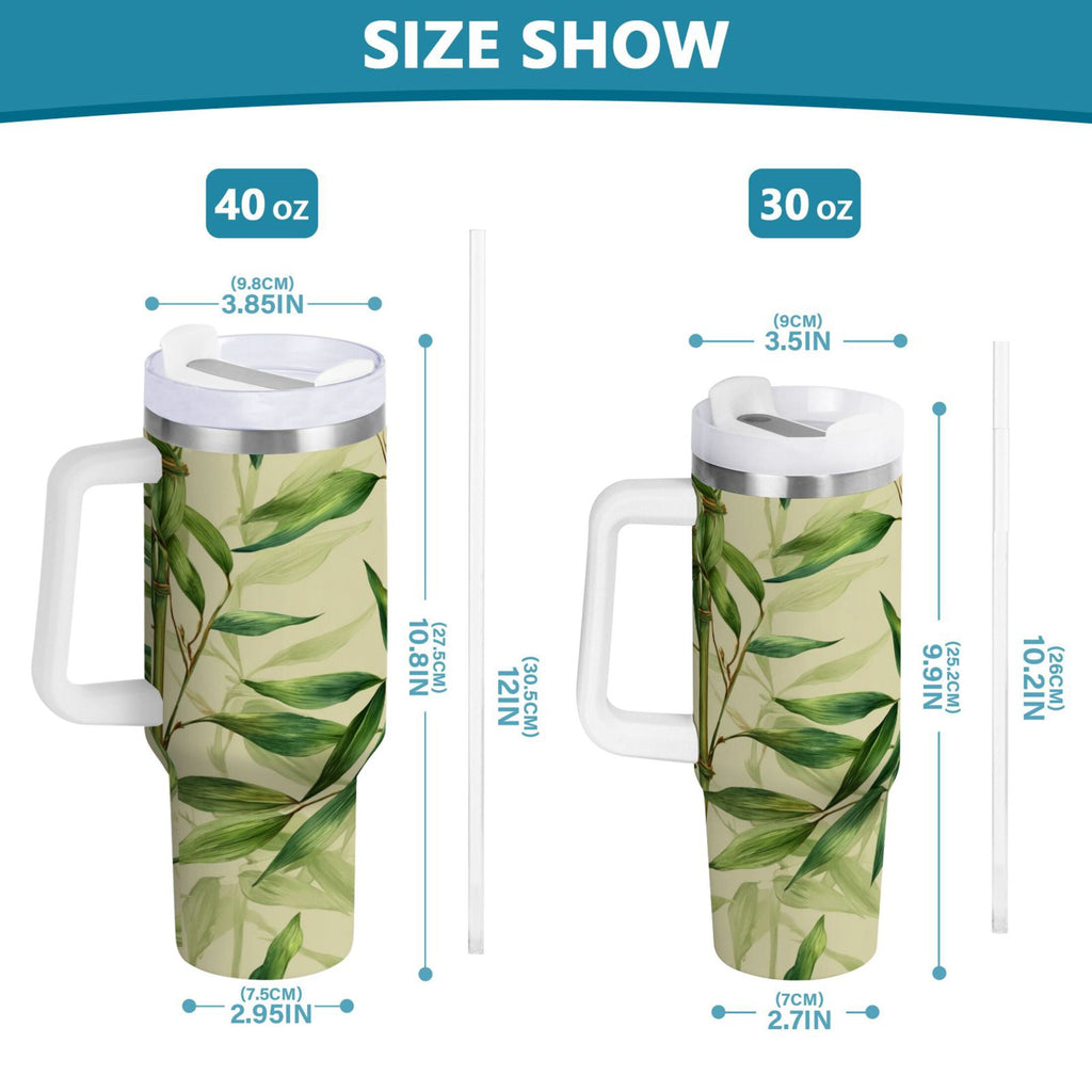 30 oz Insulated Stainless Steel Tumbler Double Wall Stainless Steel Tumbler with 2-Way Drinking Bamboo Pattern JN9Y