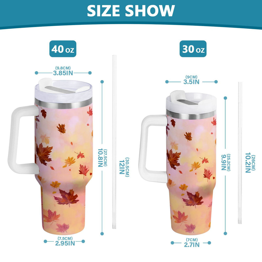 30 oz Insulated Stainless Steel Tumbler Double Wall Stainless Steel Tumbler with 2-Way Drinking Autumn Leaves Falling IOW4