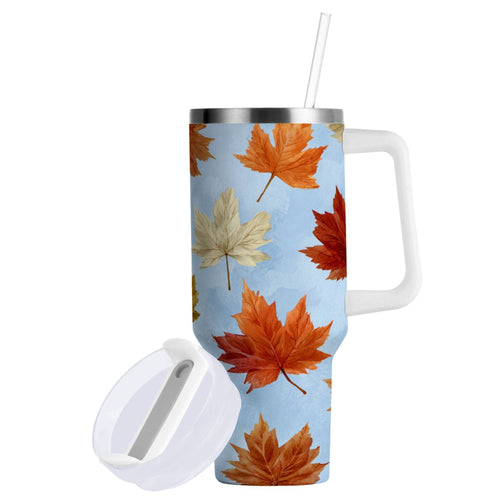 30 oz Insulated Stainless Steel Tumbler Double Wall Stainless Steel Tumbler with 2-Way Drinking Autumn Maple Leaves GIFZ